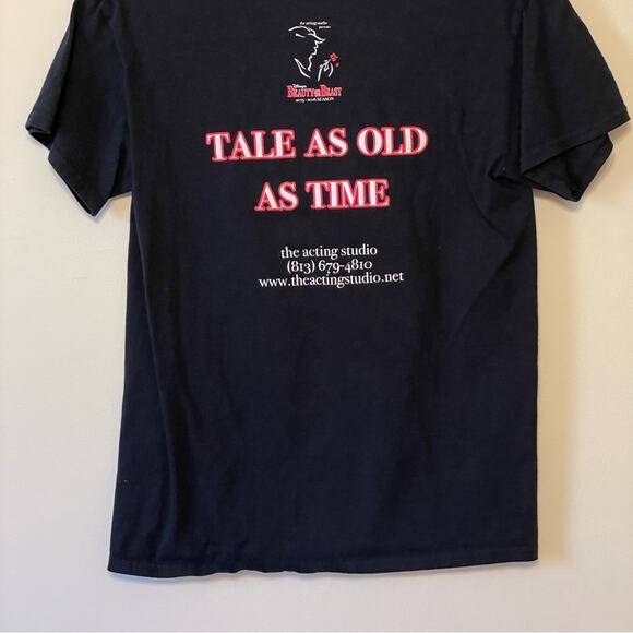 Disney’s Beauty & the Beast S short sleeve t-shirt red rose casual acting black - Picture 7 of 7